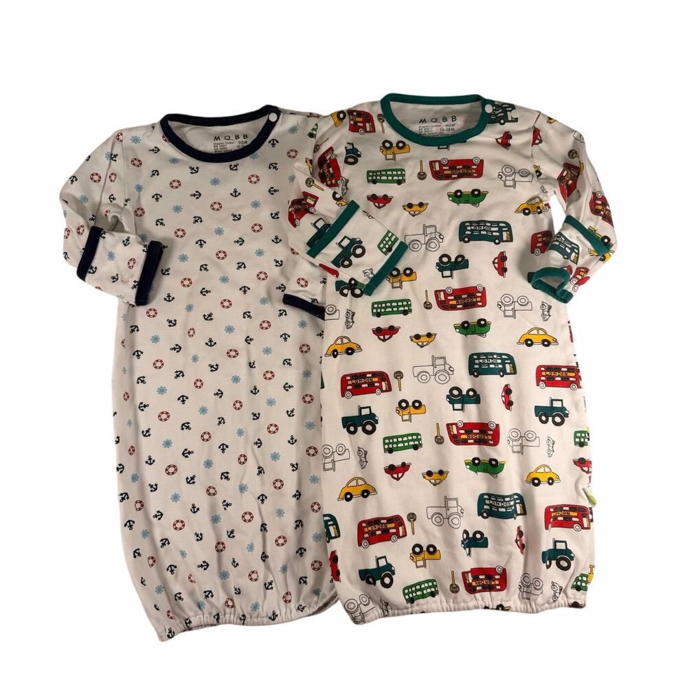 MQBB Organic Cotton Baby Boys Sleeper Gowns Size 12-18m